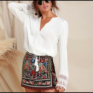 Francesca Black Embroidered Mini Skirt